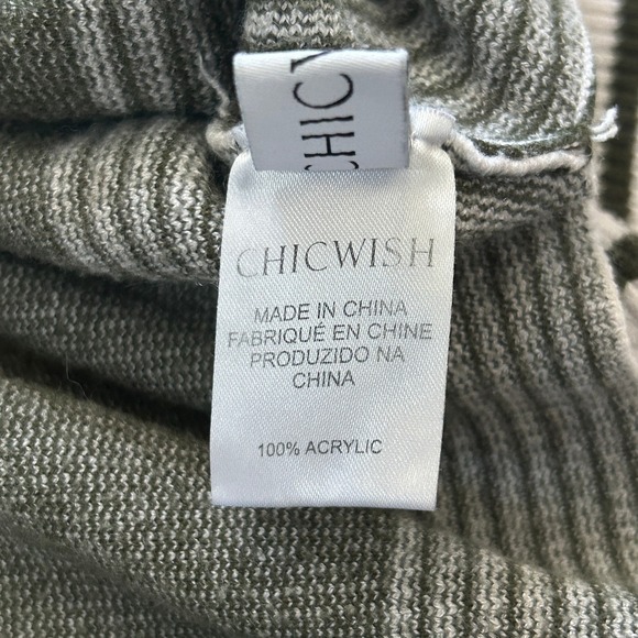 CHICWISH Lie in Olive Fields Striped Oversize Knit Cape Sweater - Large ? - Picture 5 of 6